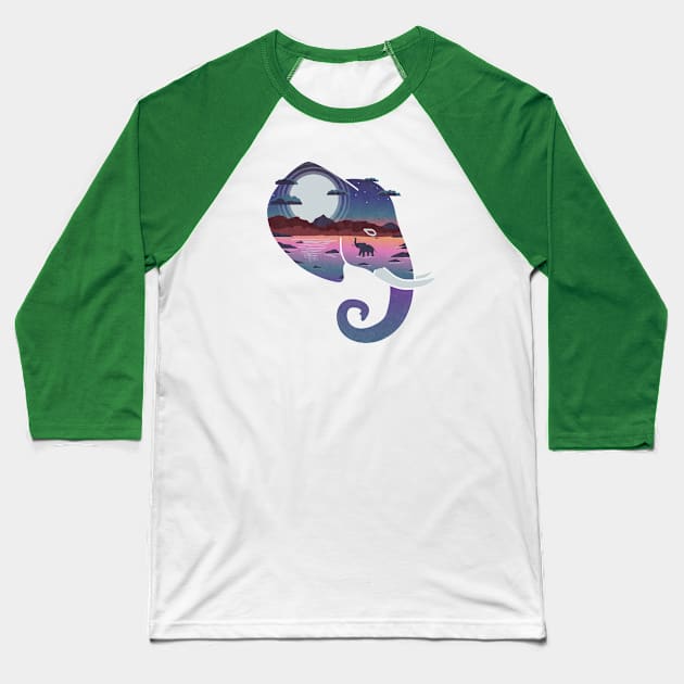 Elephants Horizon Baseball T-Shirt by PixelSamuel